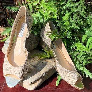 Nina - Champagne Gold SPARKLY Wedges (short heel)